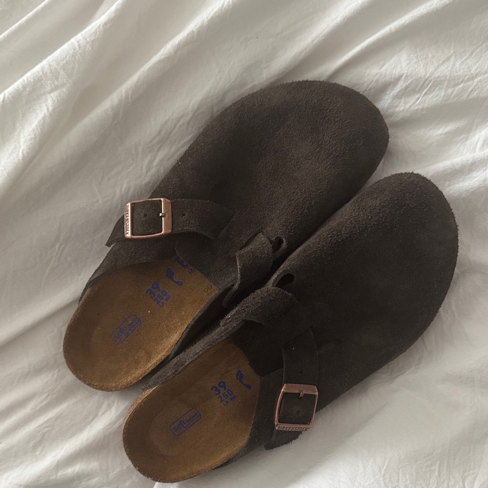 Birkenstock Dark Brown Suede Clogs $120